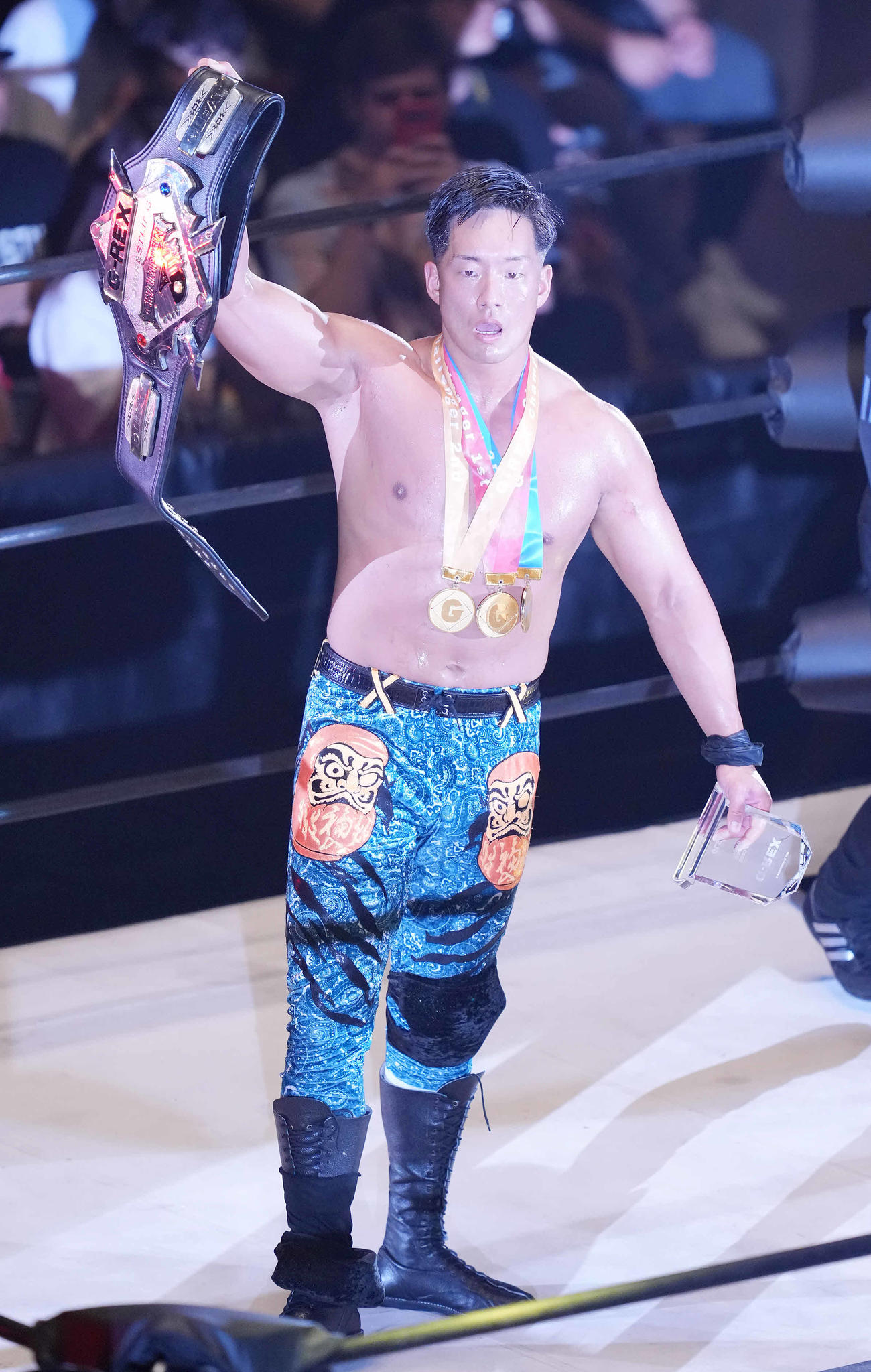 田村ハヤトに勝利し防衛に成功したT－Hawk（撮影・鈴木みどり）