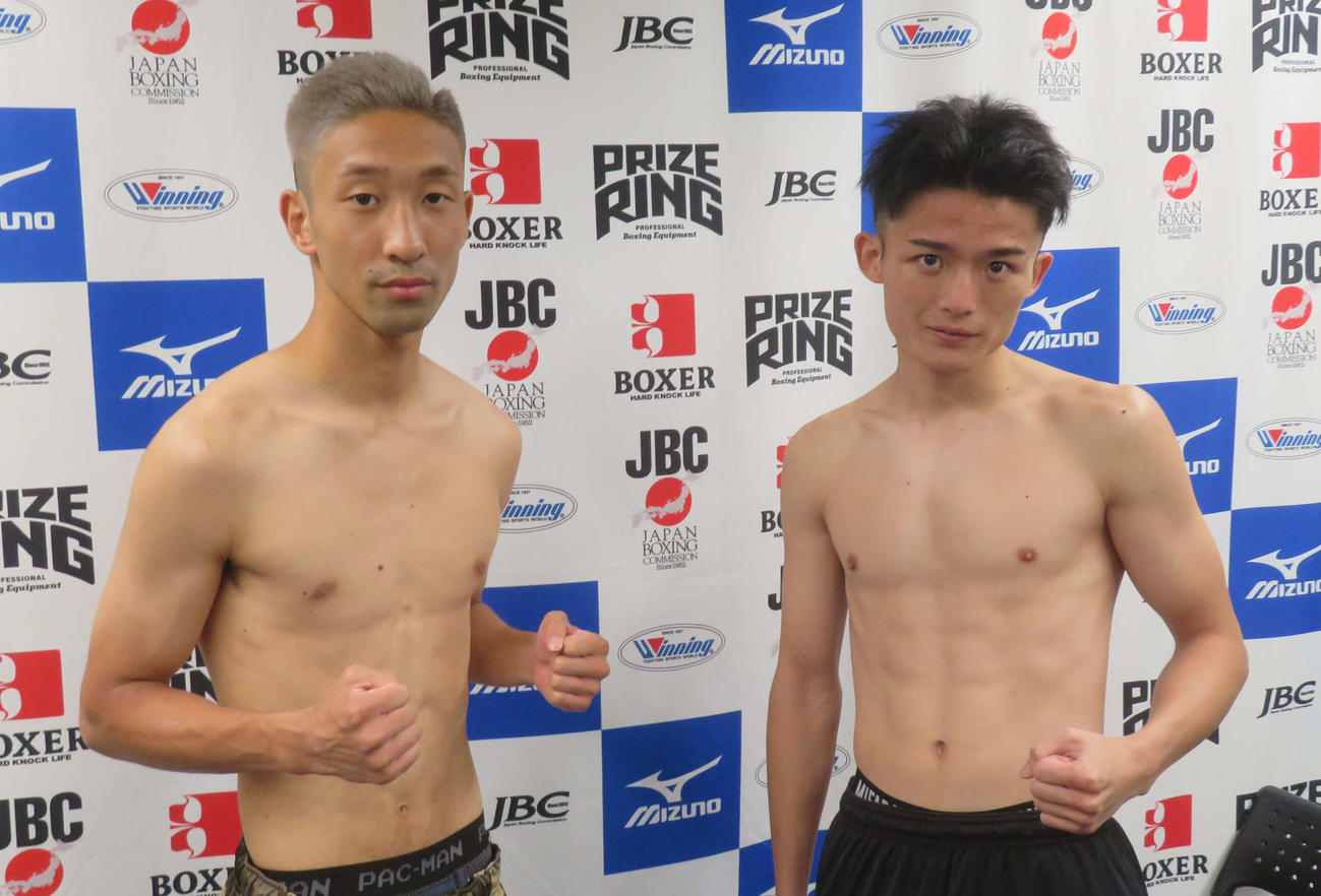 川崎新田渉世ジム期待のホープ西岡伶央（左）と対戦相手のペ・ソンファ