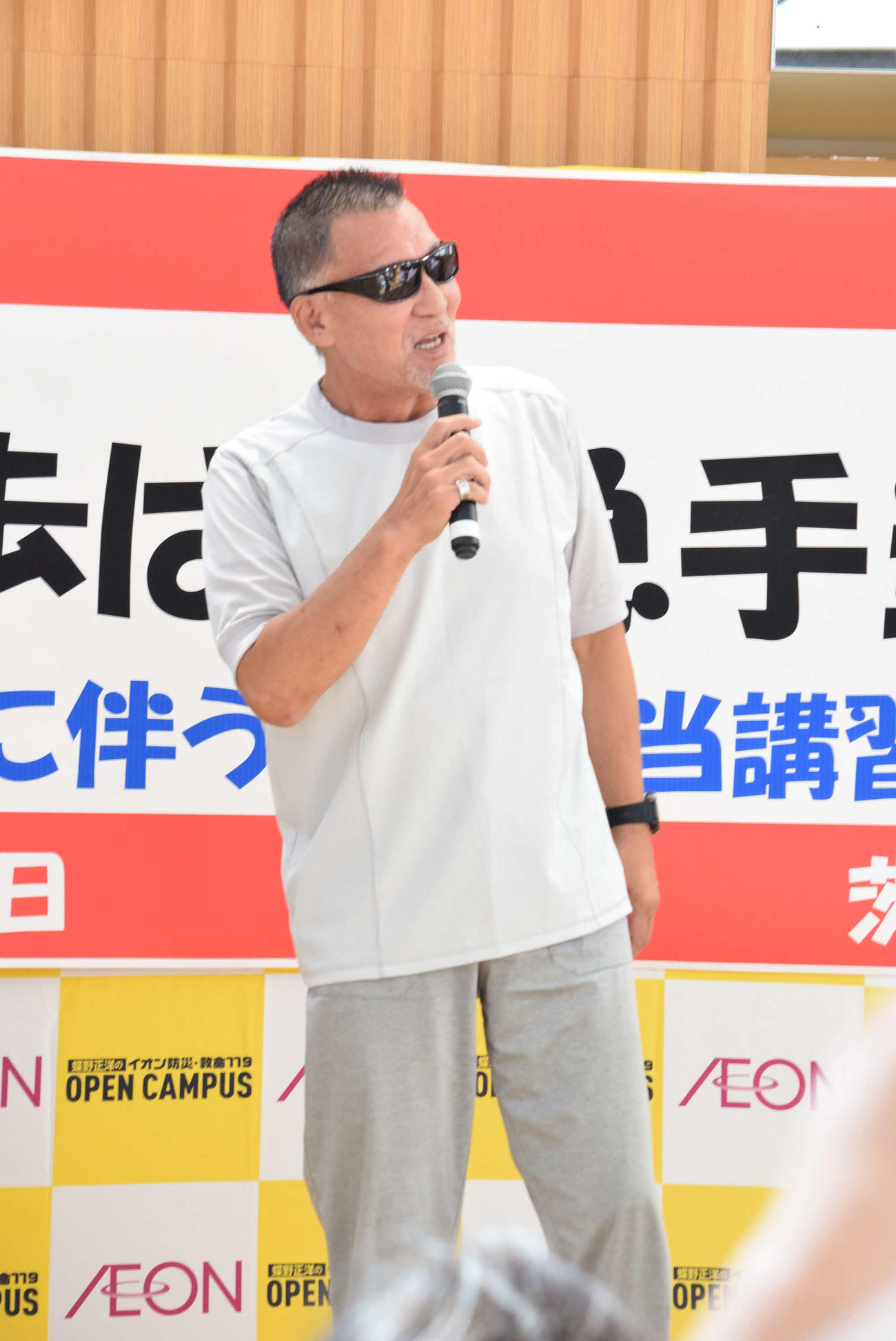 防災救命イベントに登場した蝶野正洋（撮影・阪口孝志）
