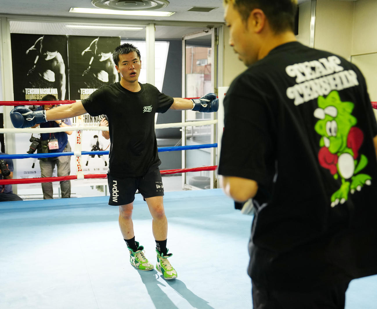 公開練習を終えた那須川（撮影・江口和貴）