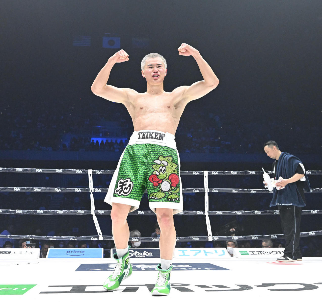 デビュー戦での那須川天心のトランクス（2023年4月撮影）