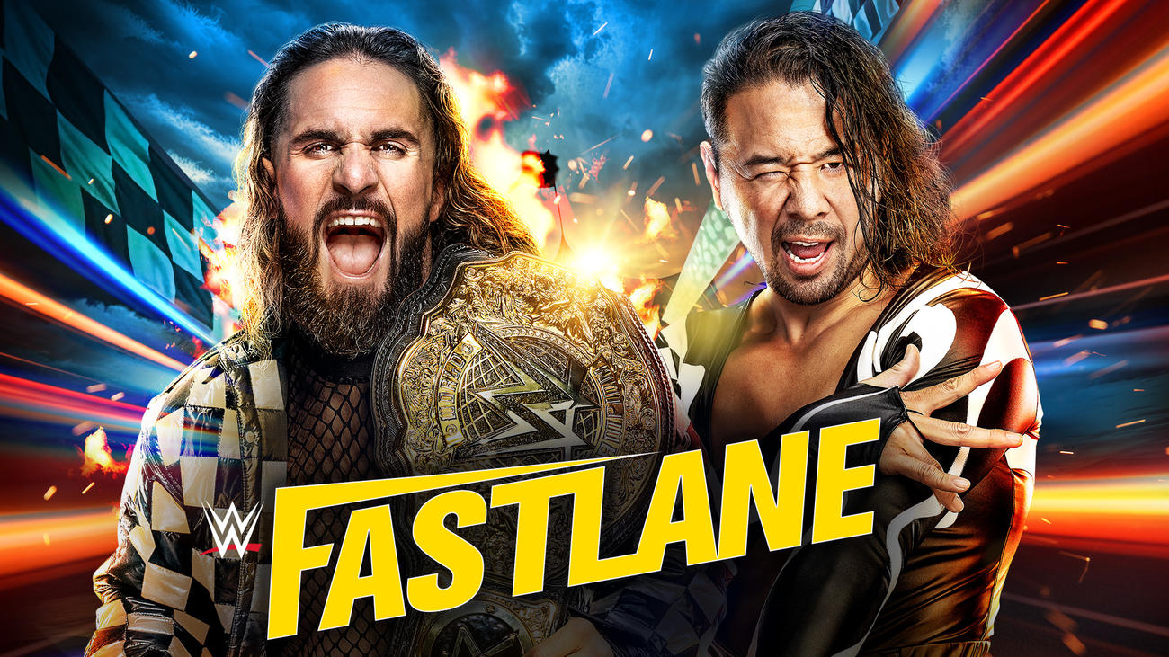 ABEMAにて無料生中継することが決まった、WWEで活躍する日本人スーパースター・中邑真輔が出場するPLE「ファストレーン」のキービジュアル（ABEMA提供）