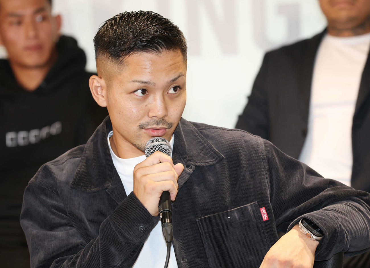 前日会見で話す尾田優也（撮影・宮地輝）