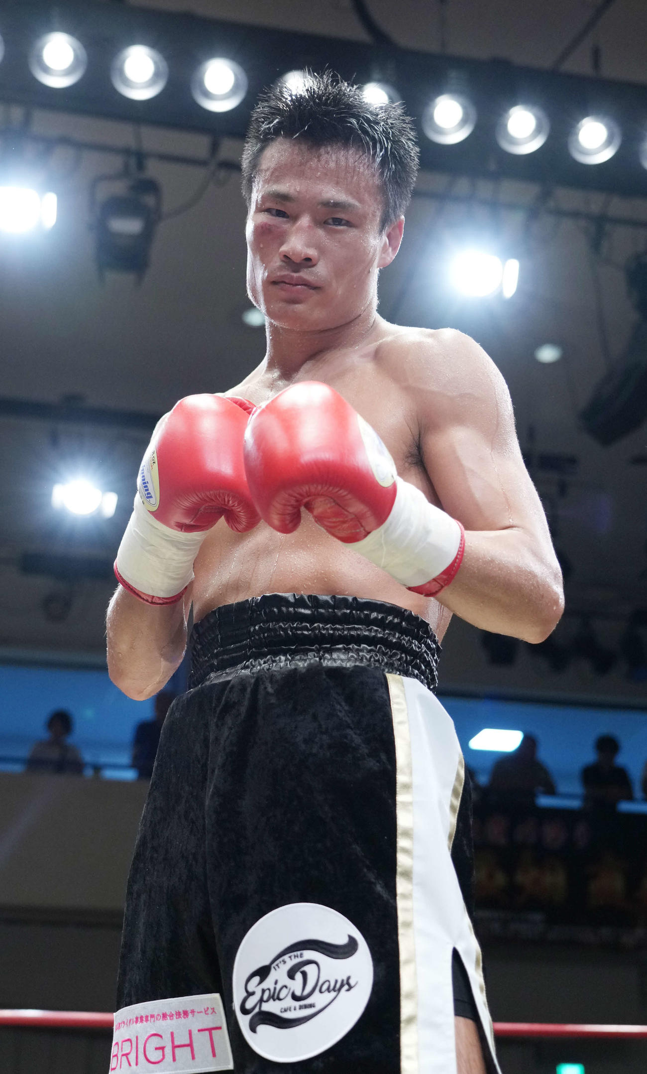 3ー0の判定勝ちを収めライト級で東日本新人王を獲得した西畑（撮影・小沢裕）