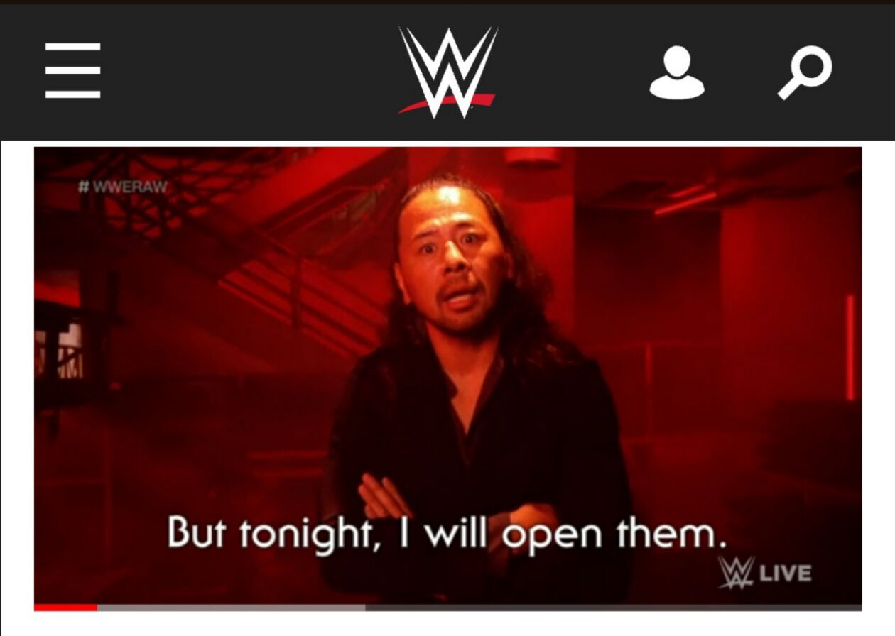 コーディ・ローデスに映像を通じてメッセージを送った中邑真輔（WWE公式サイトから）