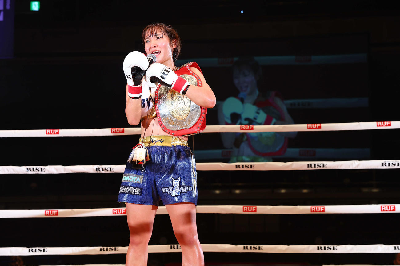 K－1の菅原美優に対戦要求した宮崎小雪（写真提供・RISE）