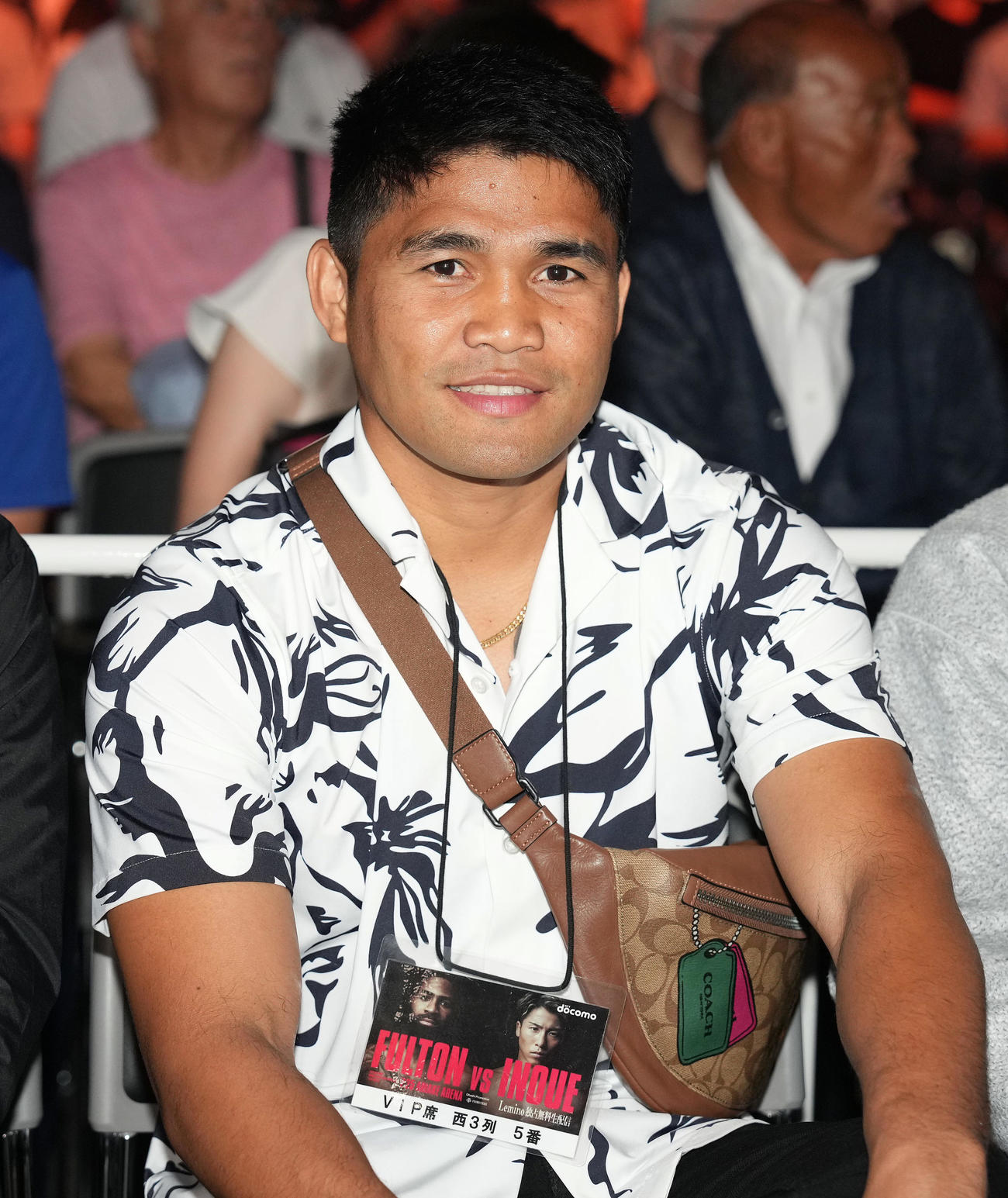 7月25日、井上尚弥の試合を観戦に訪れたWBAスーパー、IBF世界スーパーバンタム級王者のタパレス