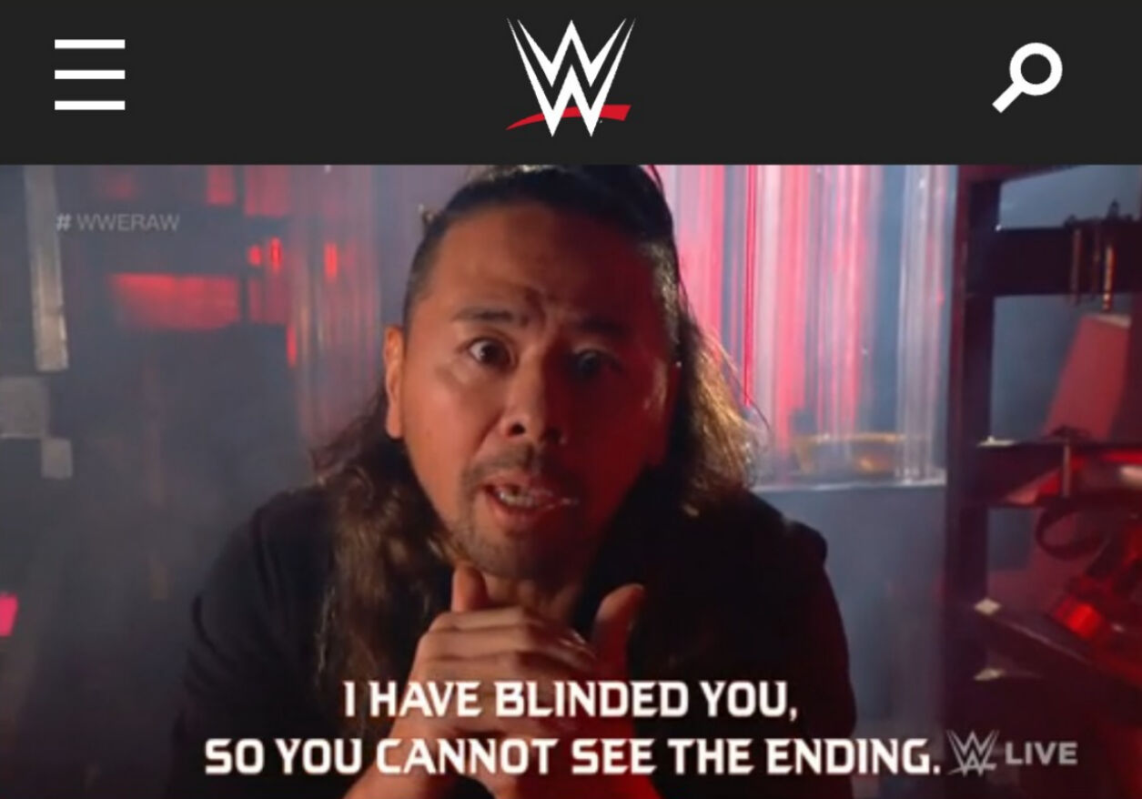 コーディ・ローデスにメッセージを送る中邑真輔（WWE公式サイトから）
