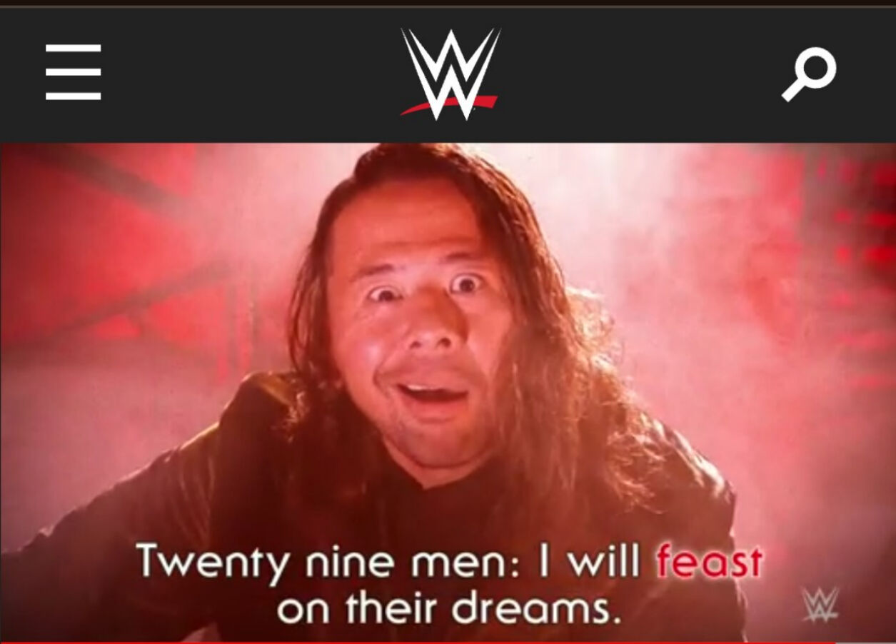 映像でロウ大会に登場した中邑真輔（WWE公式サイトから）