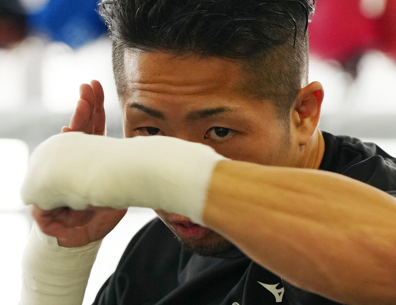 練習を公開する井上拓（撮影・江口和貴）