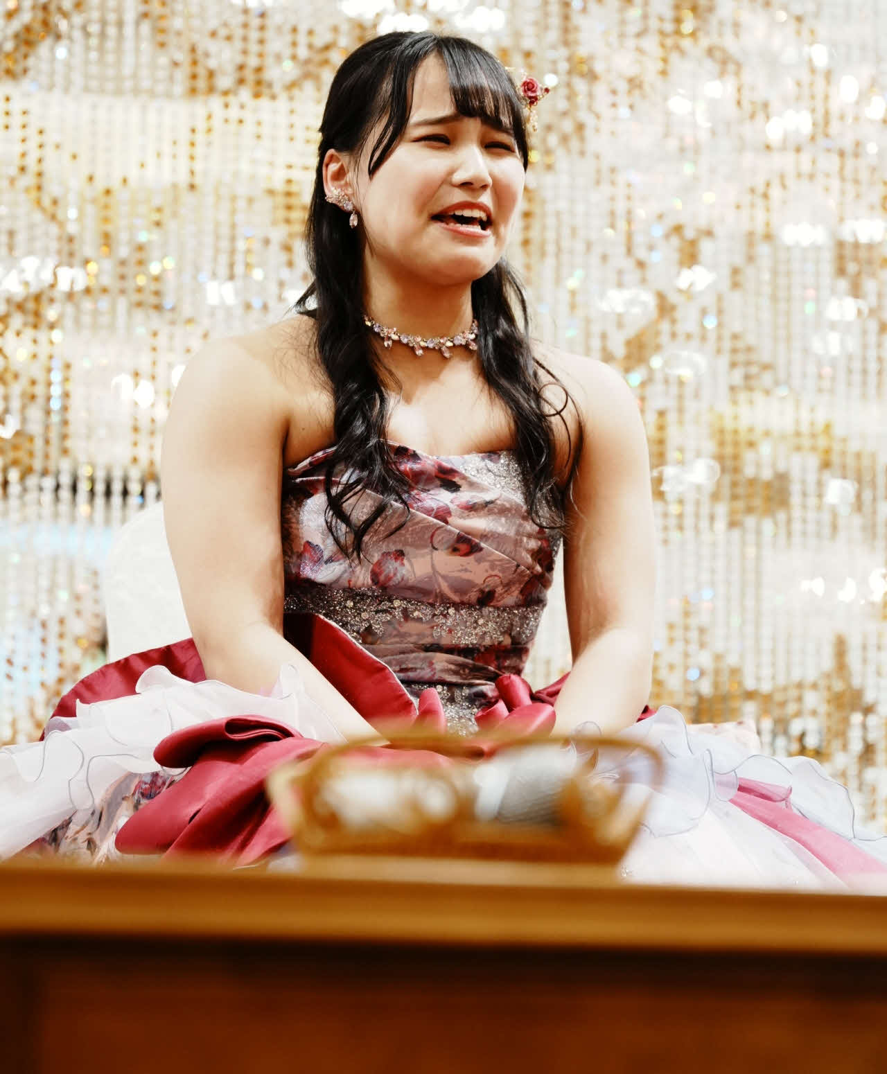 東京女子プロレス　ウエディングドレス姿で登場した渡辺未詩（東京女子プロレス提供）