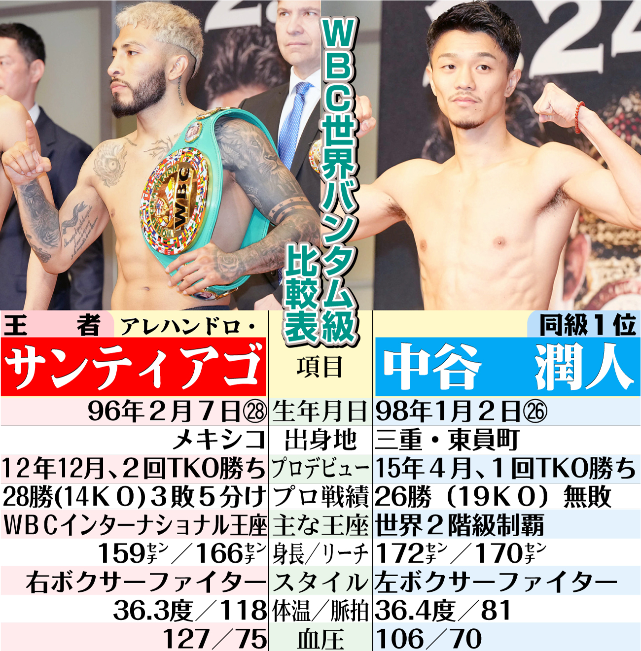 【イラスト】ＷＢＣ世界バンタム級比較表