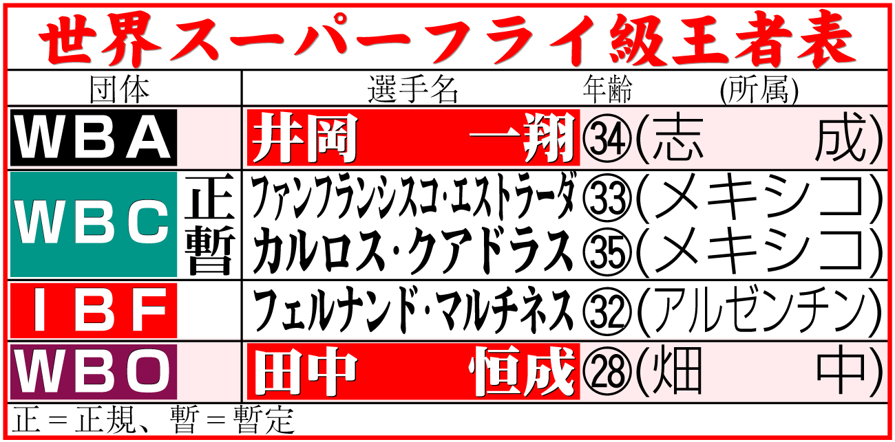 【イラスト】世界スーパーフライ級王者表