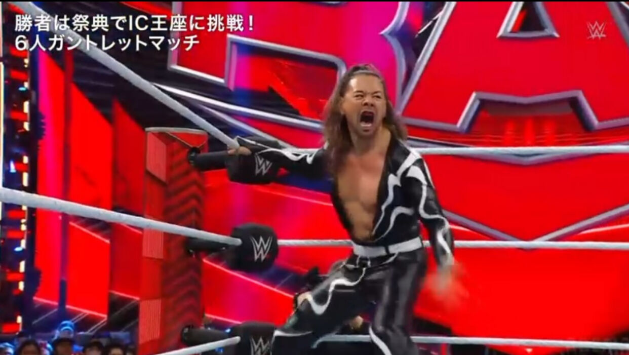 インターコンチネンタル王座の次期挑戦者決定戦に出場した中邑真輔（C）AbemaTV, Inc.