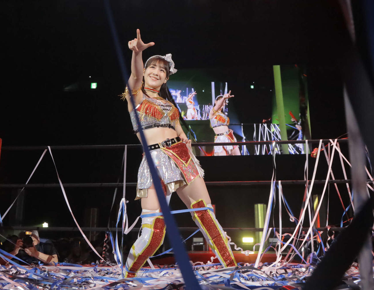 東京女子プロレス　3月31日両国大会で新コスチュームを披露した上原わかな（東京女子プロレス提供）