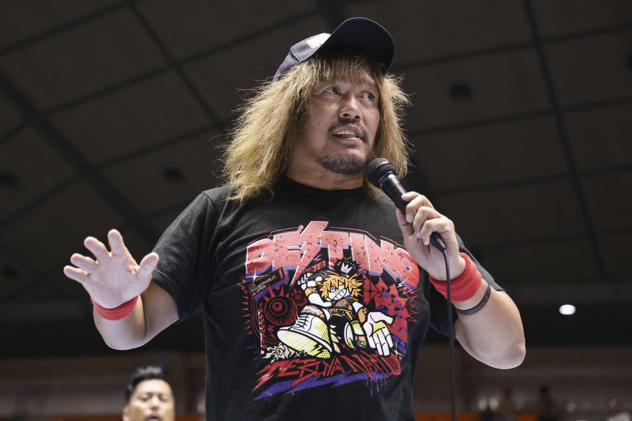本人の記憶が正しければ町田市立総合体育館で初めてとなる「デ・ハポン締め」を行った内藤哲也（写真提供・新日本プロレス）