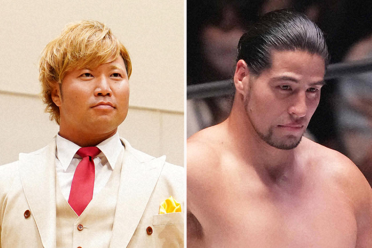 CC優勝決定戦で対戦する宮原健斗（左）と斉藤ジュン