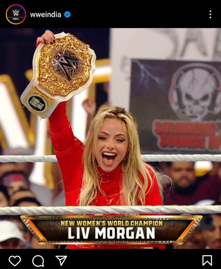WWE世界女子王座を獲得したリブ・モーガン（WWEインド公式インスタグラムから）