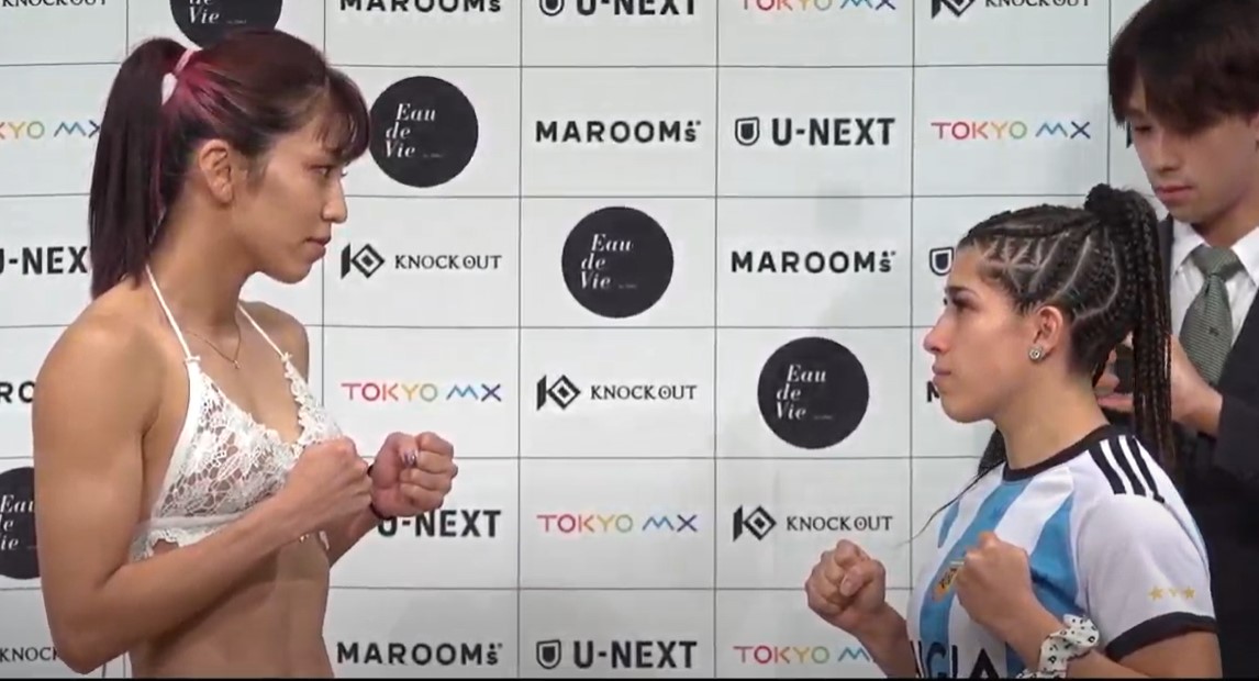 前日計量に臨んだぱんちゃん璃奈（KNOCK OUT公式YouTubeから）