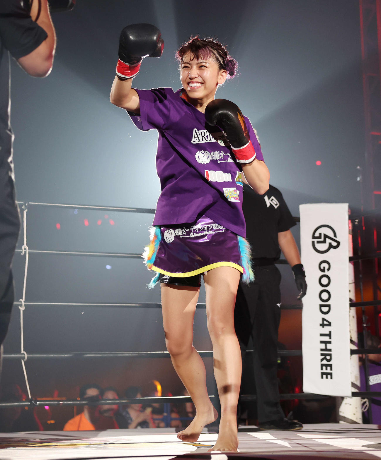 リングインしたぱんちゃん璃奈（撮影・宮地輝）