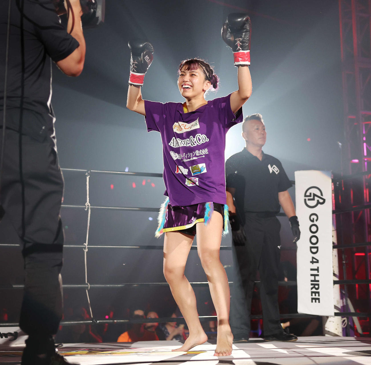 リングインしたぱんちゃん璃奈（撮影・宮地輝）