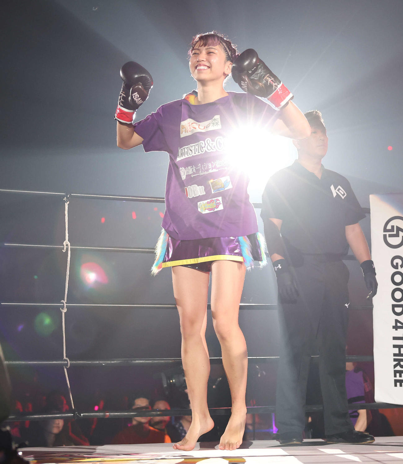 リングインしたぱんちゃん璃奈（撮影・宮地輝）
