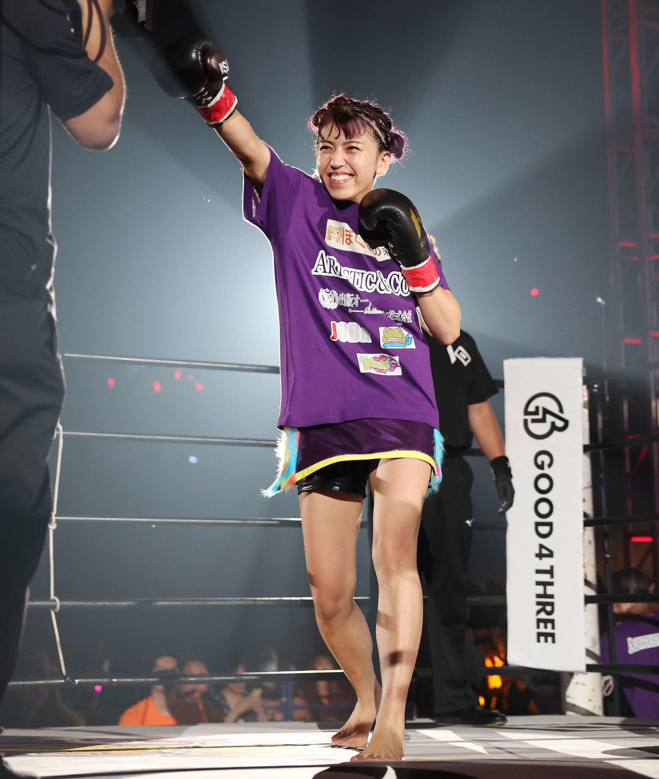 リングインしたぱんちゃん璃奈（撮影・宮地輝）