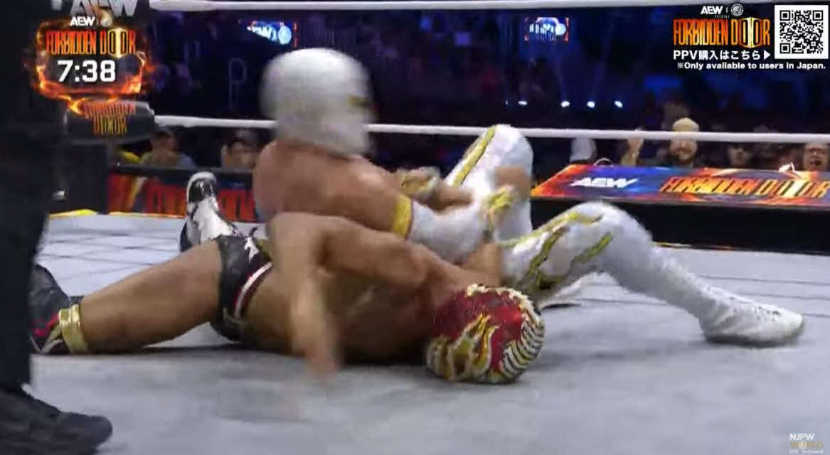 ミスティコ（上）がラ・ミスティカでタップを奪った　（C）NJPW WORLD