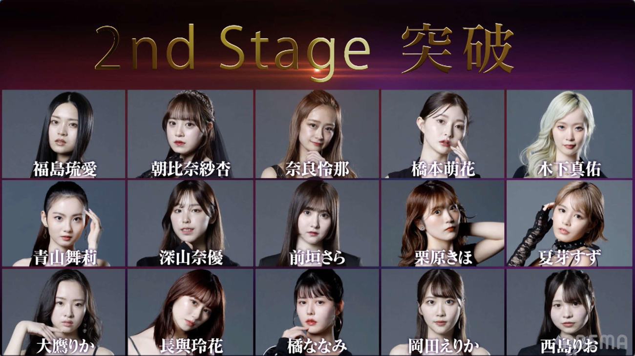 朝倉未来「Dark Idol」2nd Stage突破はこのメンバー　（C）AbemaTV,Inc.