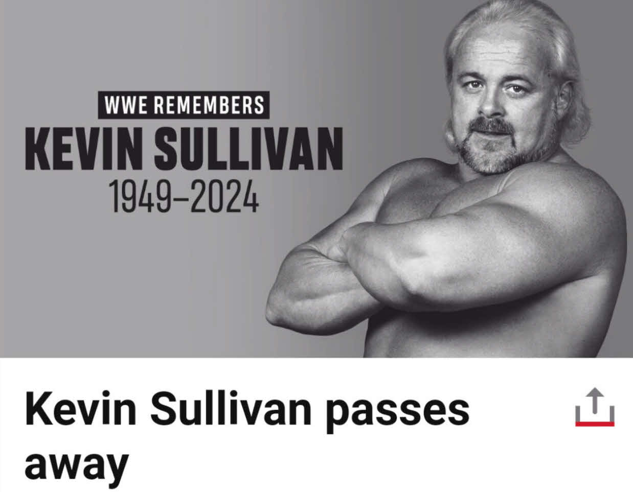 ケビン・サリバンさんが74歳で死去したとWWEなどが発表（WWE公式サイトから）