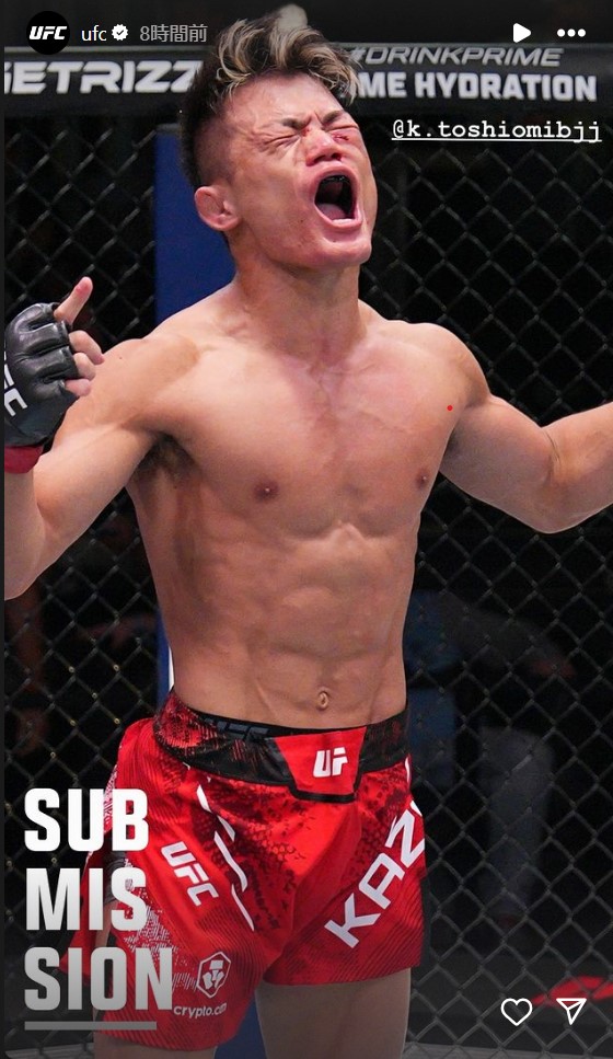 UFC初勝利を挙げたバンタム級ファイター風間敏臣（UFC公式インスタグラムから）