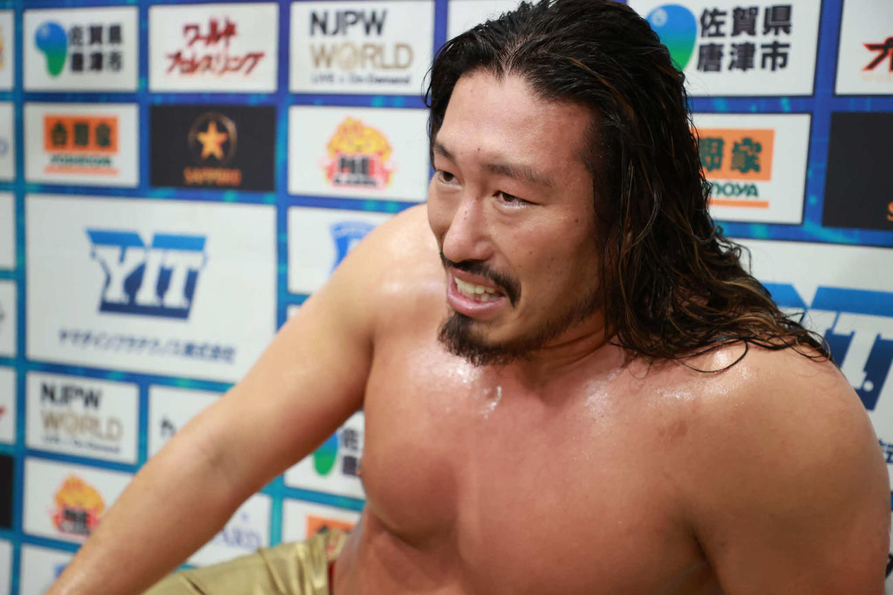 竹下幸之介を下してG1クライマックス4強に進出した辻陽太　（C）新日本プロレス