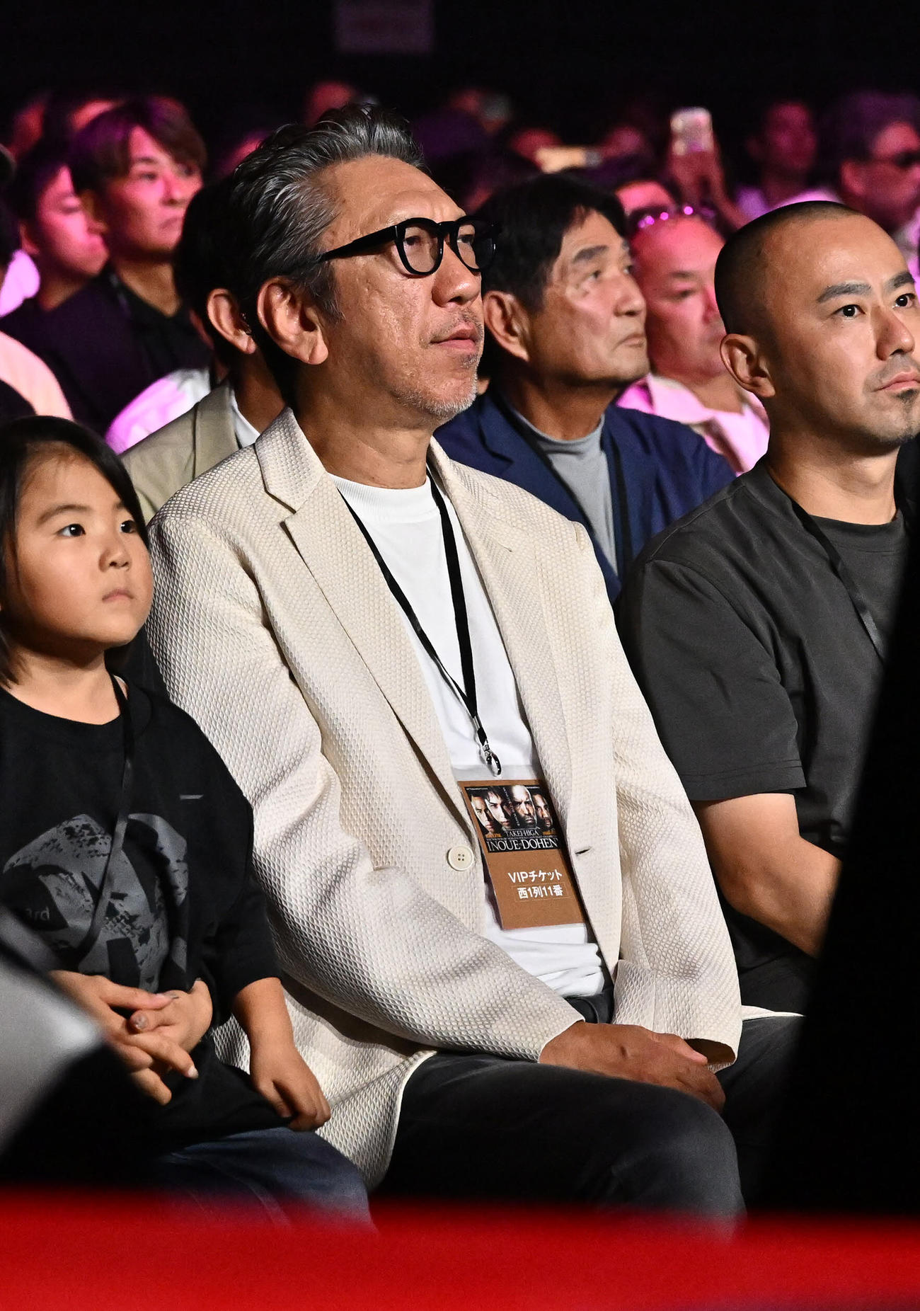 世界スーパーバンタム級4団体統一世界王者防衛戦、井上尚弥対TJ・ドヘニー　観戦する布袋寅泰（撮影・滝沢徹郎）