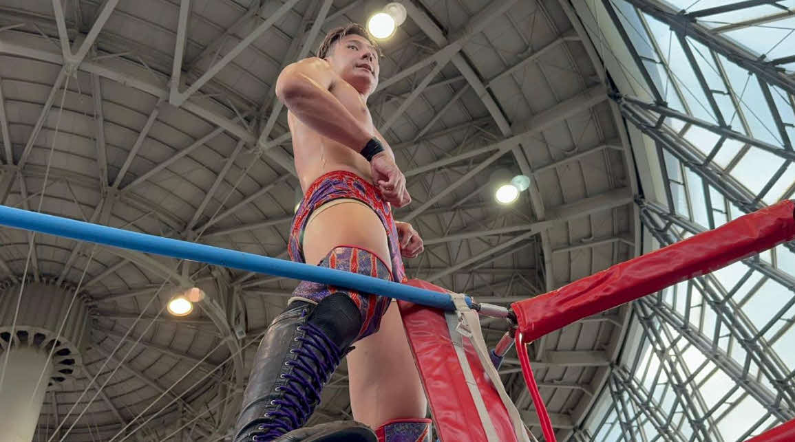 前3冠王者・安斉勇馬を倒した綾部蓮（全日本プロレス公式Xから）