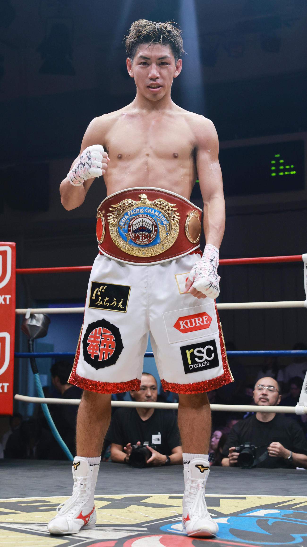 WBOアジア・パシフィック・スーパーバンタム級王座決定戦に勝利し、王者に輝いた村田昴（撮影・野上伸悟）