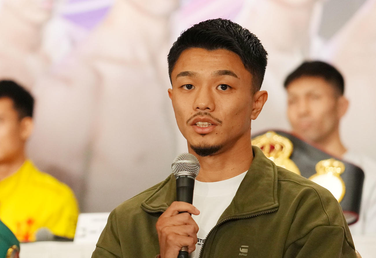 試合への意気込みを語る中谷（撮影・横山健太）