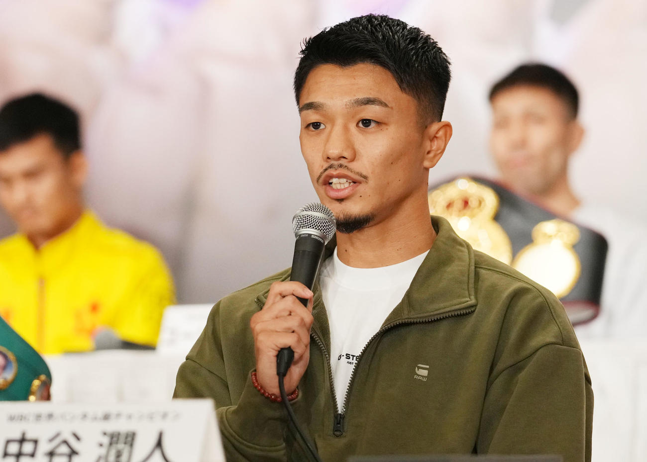 試合への意気込みを語る中谷（撮影・横山健太）