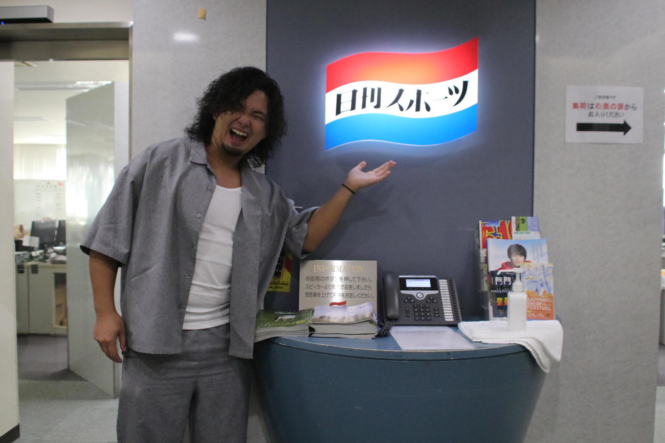 北海道シリーズをPRする全日本プロレスの大森北斗（撮影・宮崎仁志）