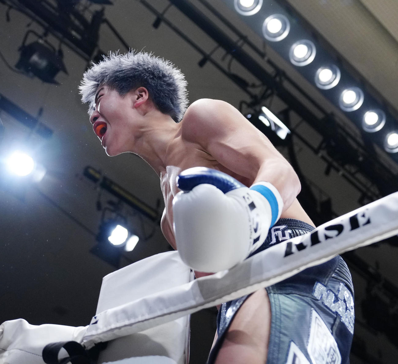 数島大陸対那須川龍心　1回KO勝ちし雄たけびを上げる那須川（撮影・江口和貴）