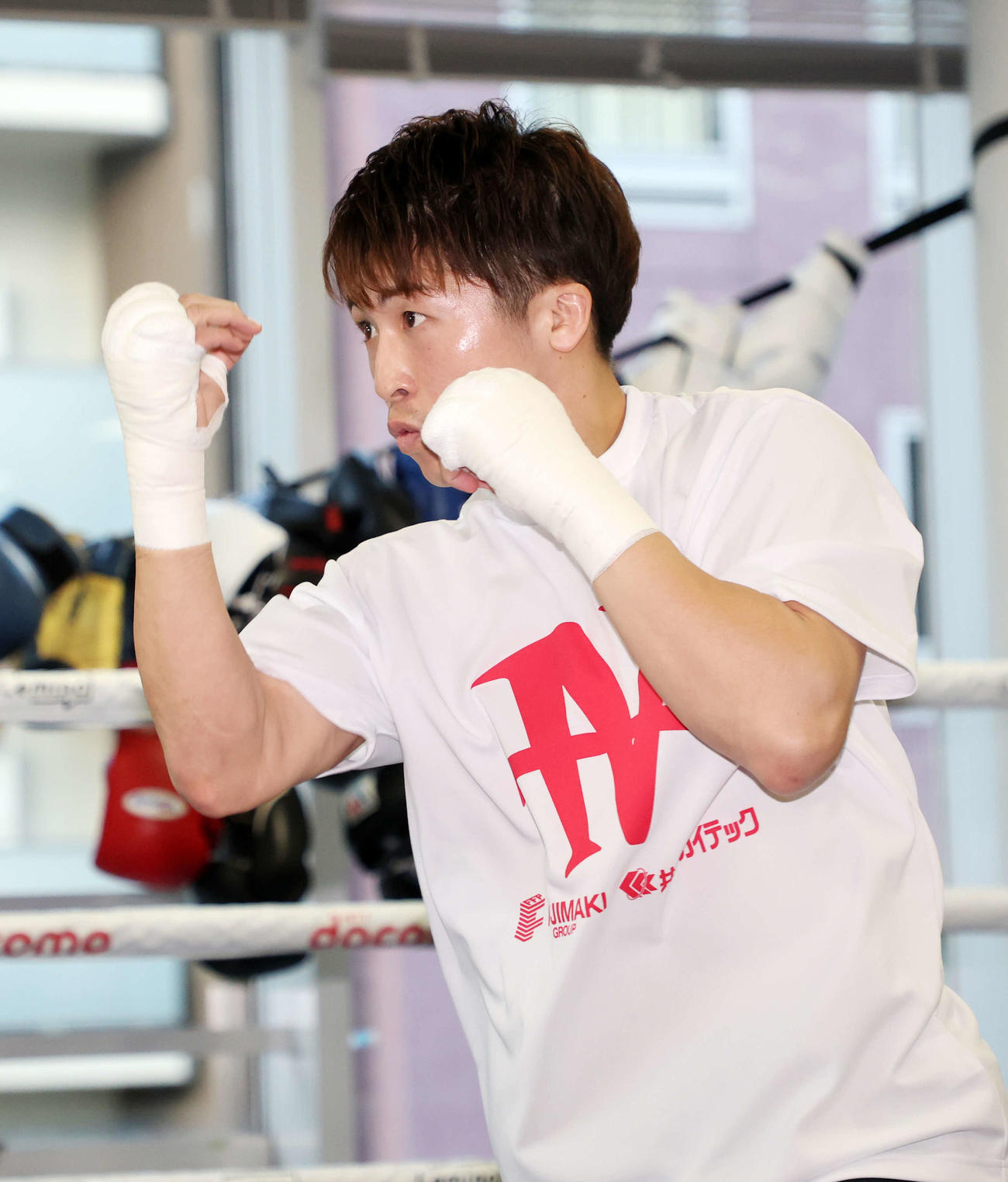 公開練習に臨む井上（撮影・鈴木正人）