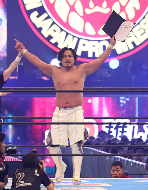 IWGP世界ヘビー級王座挑戦権を手にした後藤(撮影・中島郁夫)