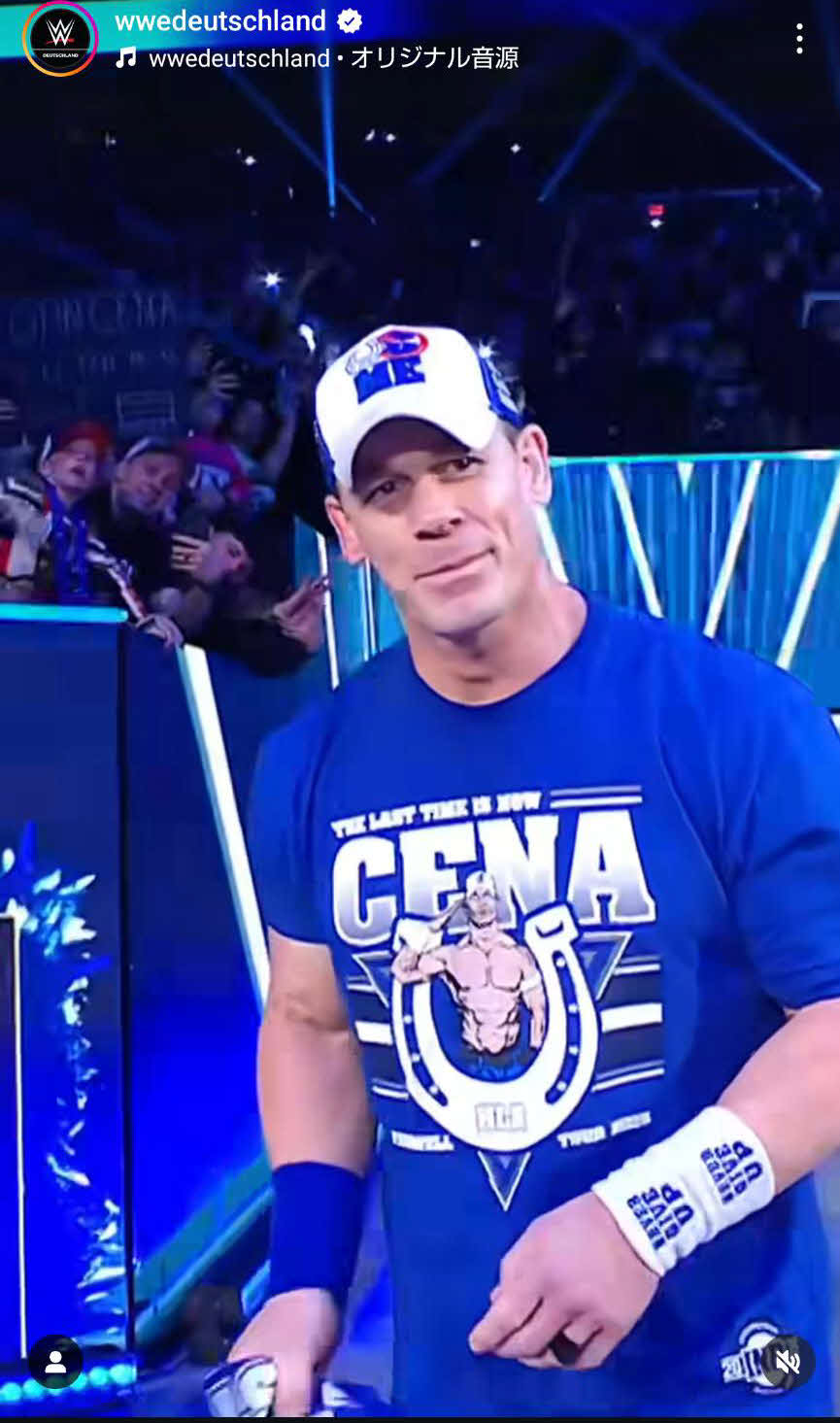 引退イヤーに男子ロイヤルランブル戦に出場し、最後の2人まで生き残ったジョン・シナ（WWEドイツ公式インスタグラムから）
