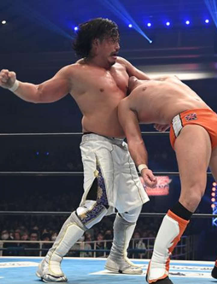 ザックにGTRを見舞う後藤洋央紀（新日本プロレス公式Xから）