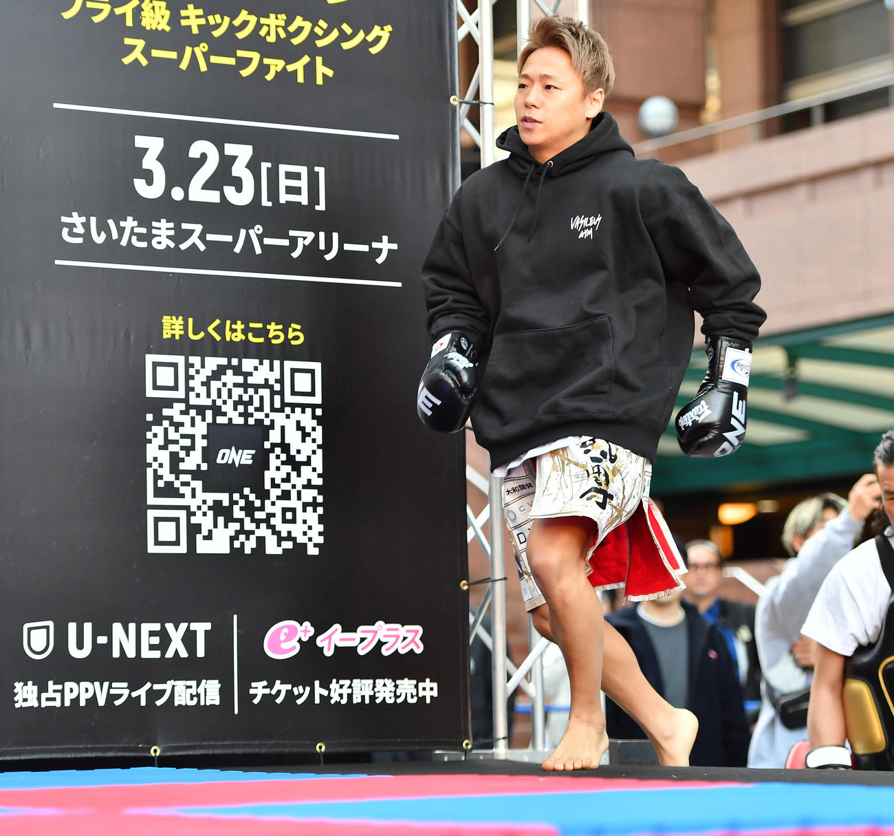 「ONE172」本番を控え公開練習を行った武尊（撮影・清水貴仁）