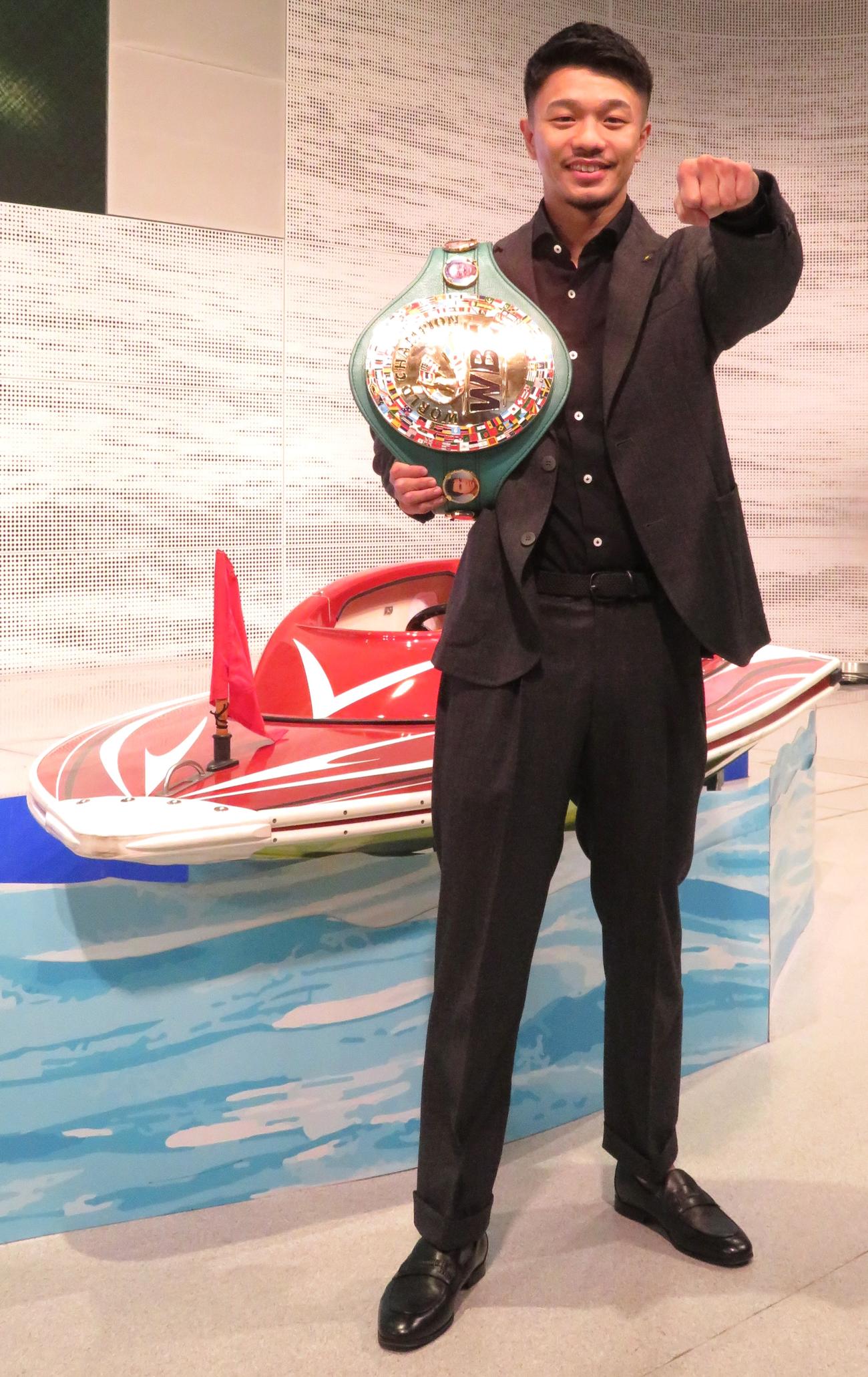 「BOATRACEプレミア」に初出演した中谷潤人（撮影・峯岸佑樹）