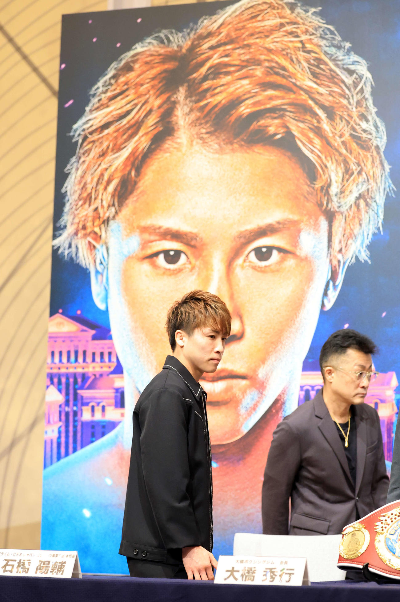 4団体統一世界スーパーバンタム級タイトルマッチ「井上尚弥　in　ラスベガス」の会見で登壇する井上（撮影・浅見桂子）