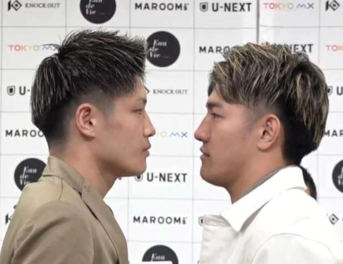 会見でにらみ合った久井大夢（左）と龍聖（KNOCK OUT公式YouTubeチャンネルから）
