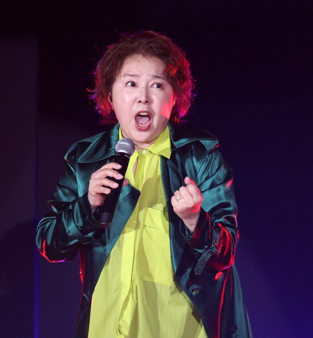 「LUCHA FIESTA ESPECIAL」で「ヒーロー　HOLDING OUT FOR A HIRO」を熱唱する麻倉未稀（撮影・中島郁夫）