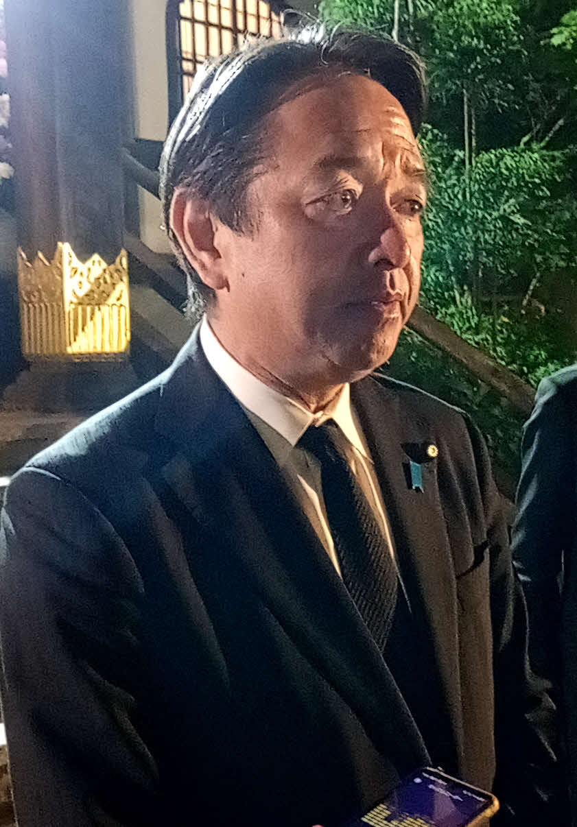 新間寿さんの通夜に参列した国民民主党の榛葉賀津也幹事長