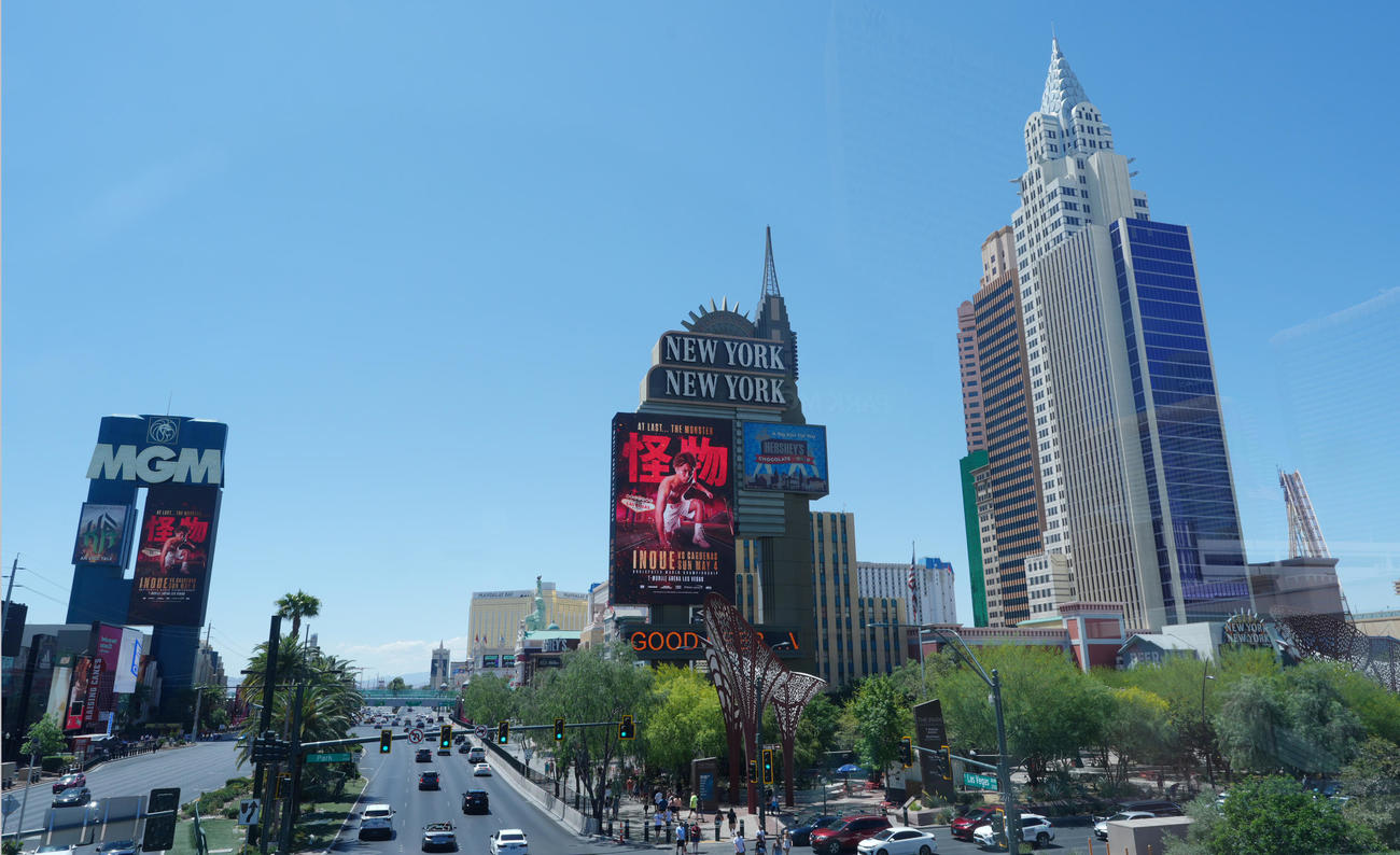 4団体統一スーパーバンタム級タイトルマッチが行われる米国ラスベガス（撮影・菅敏）